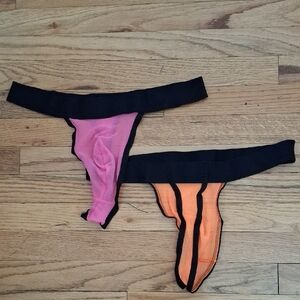 Vintage Male Power Pink and Orange Sheer Thong Set_1